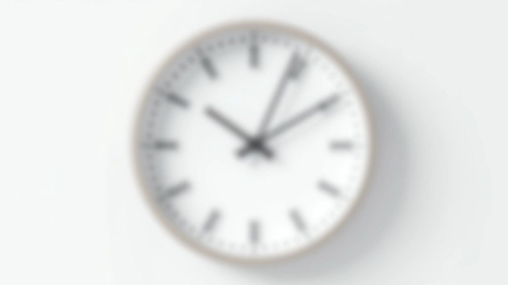 Analoge Uhr auf weißem Hintergrund mit leeren Blöcken, die die vier Schritte des Offline-Modells zeigen