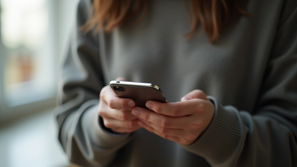 Hände halten ein Smartphone und navigieren durch die Benachrichtigungseinstellungen einer App mit Schaltern und Optionen