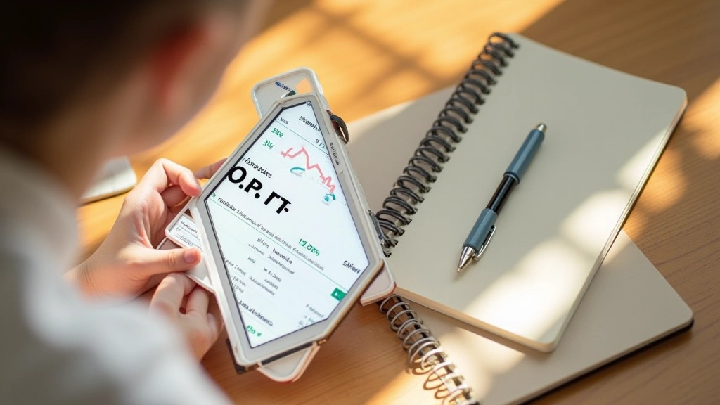 Smartphone auf Holztisch mit Bildschirmzeitanzeige und Notizbuch daneben